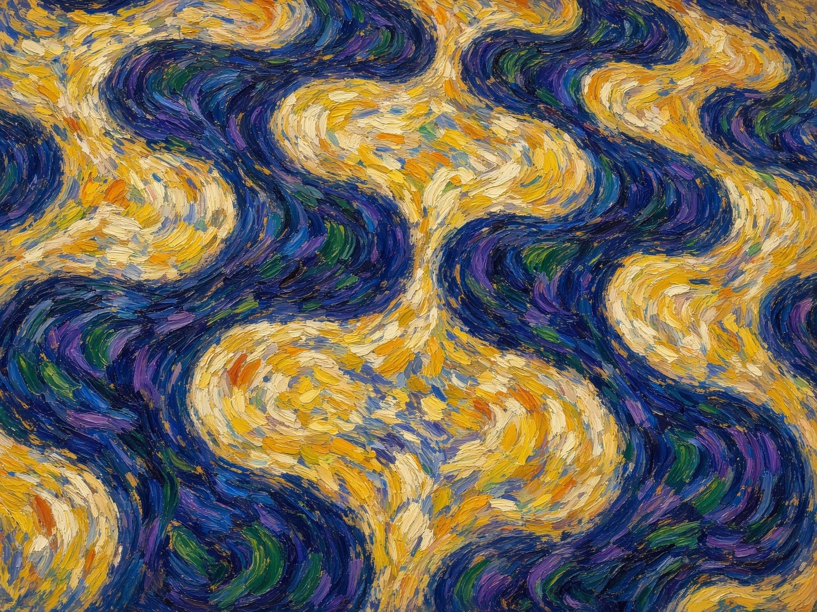 Blue and gold impasto waves